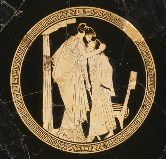 M&eacute;daillon (face interne) d'une kylix &agrave; figure rouge (480 aCN)- Mus&eacute;e du Louvre